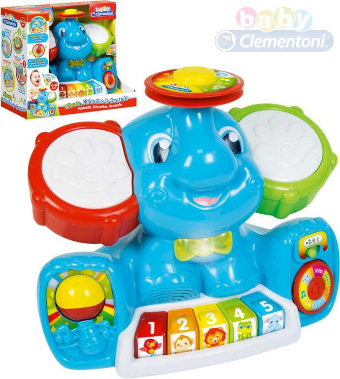 CLEMENTONI Baby slon interaktivní naučný na baterie Světlo Zvuk pro miminko