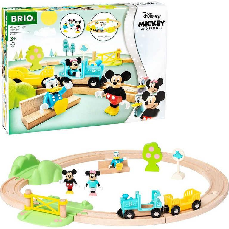 BRIO DŘEVO Vláčkodráha Myšáka Mickeyho set se 3 postavičkami