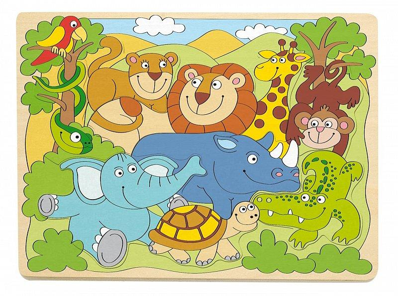 Puzzle na desce "Africká veselá zvířátka"