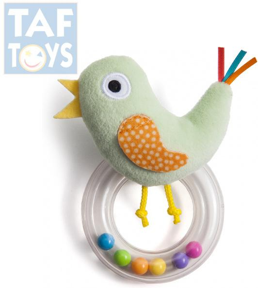 TAF TOYS Baby chrastítko plyšový ptáček s kuličkami pro miminko