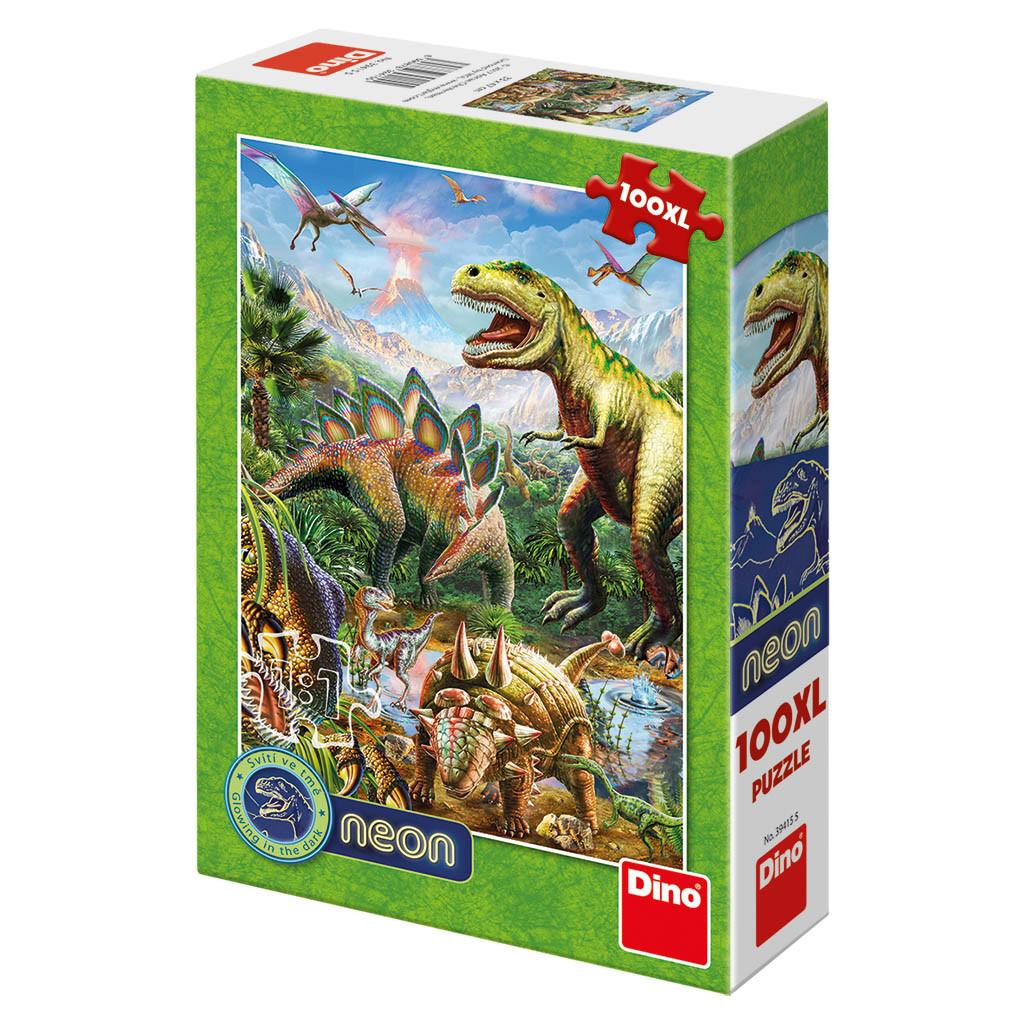 Puzzle 100XL Svět Dinosaurů neon