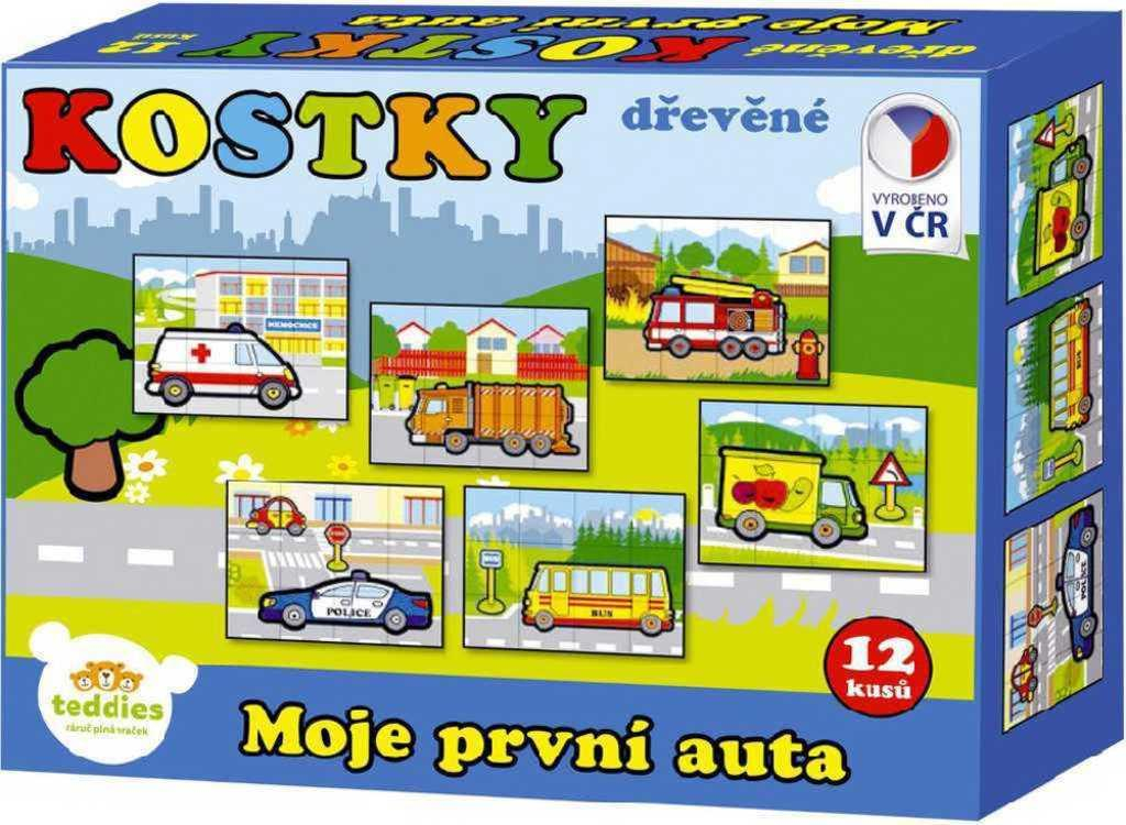 DŘEVO Kostky obrázkové Moje první auta set 12ks *DŘEVĚNÉ HRAČKY*