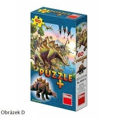 DINO Puzzle 60 dílků Dinosauři 6 druhů + figurka dinosaura