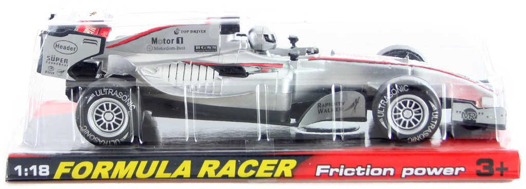 Auto závodní formule 26cm závodnička na setrvačník 1:18 s jezdcem plast