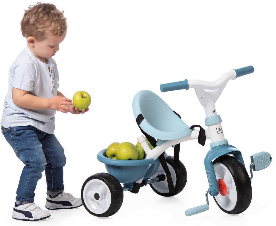 SMOBY Baby tříkolka šlapací Be Move 68x52x52cm modrá s vodící tyčí 2v1