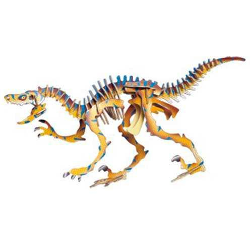 Woodcraft Dřevěné 3D puzzle Velociraptor barevný