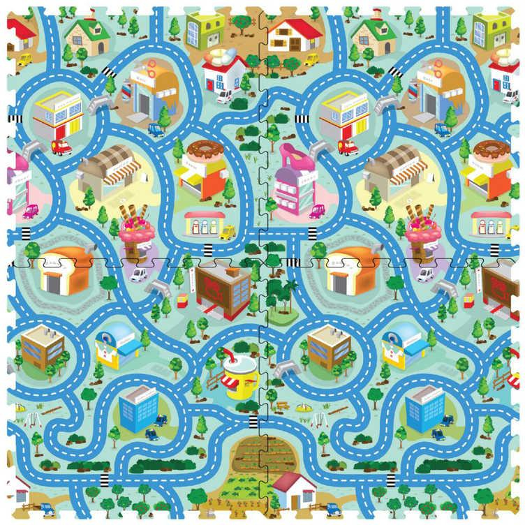 Měkké bloky Mesto 4ks pěnový koberec baby puzzle na zem