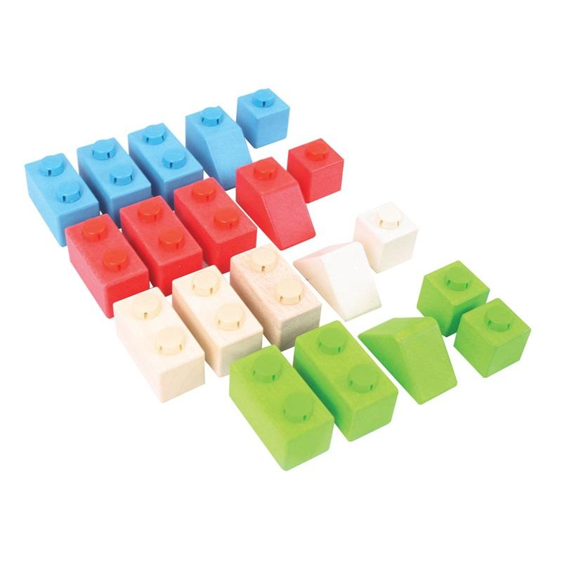 Bigjigs Baby Dřevěné Spojkostky Primary set