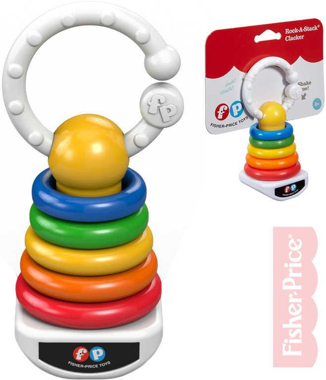 FISHER PRICE Baby chrastítko plastové kroužky na tyči pro miminko