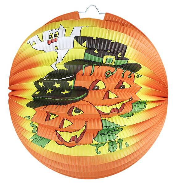 Lampion krčený potisk Koule Halloween 25 cm svíčka