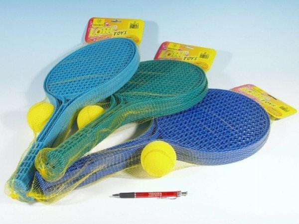 Soft tenis plast barevný+míček 53cm v síťce