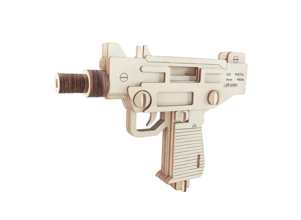 Woodcraft Dřevěné 3D puzzle Pistole UZI