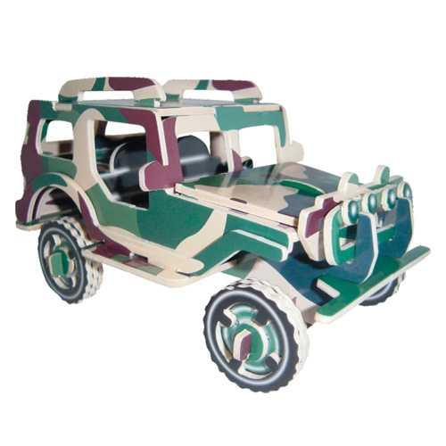 Woodcraft Dřevěné 3D puzzle Jeep barevný