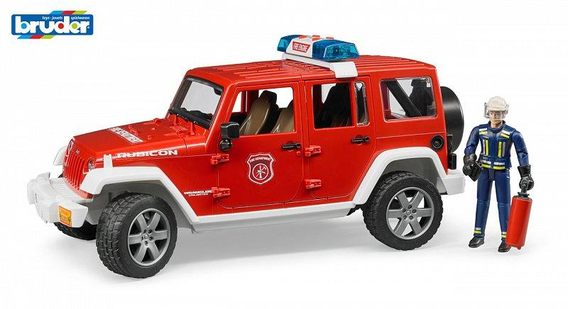 Záchranná auta - požární Jeep Wrangler s hasičem