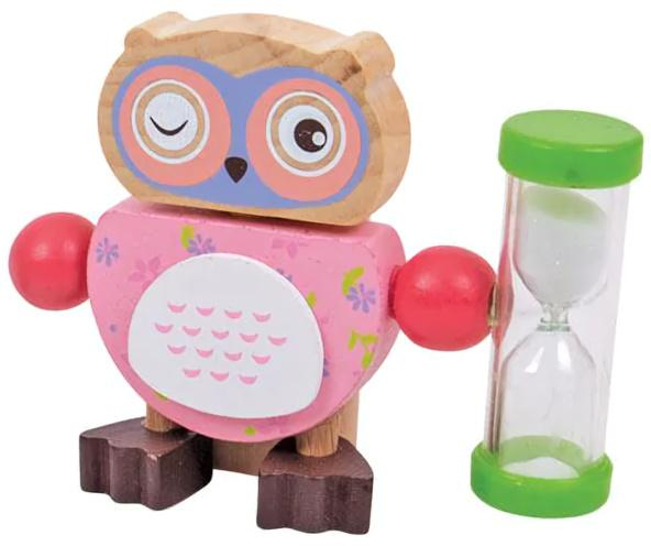 Bigjigs Toys přesýpací hodiny sovička 1ks růžová