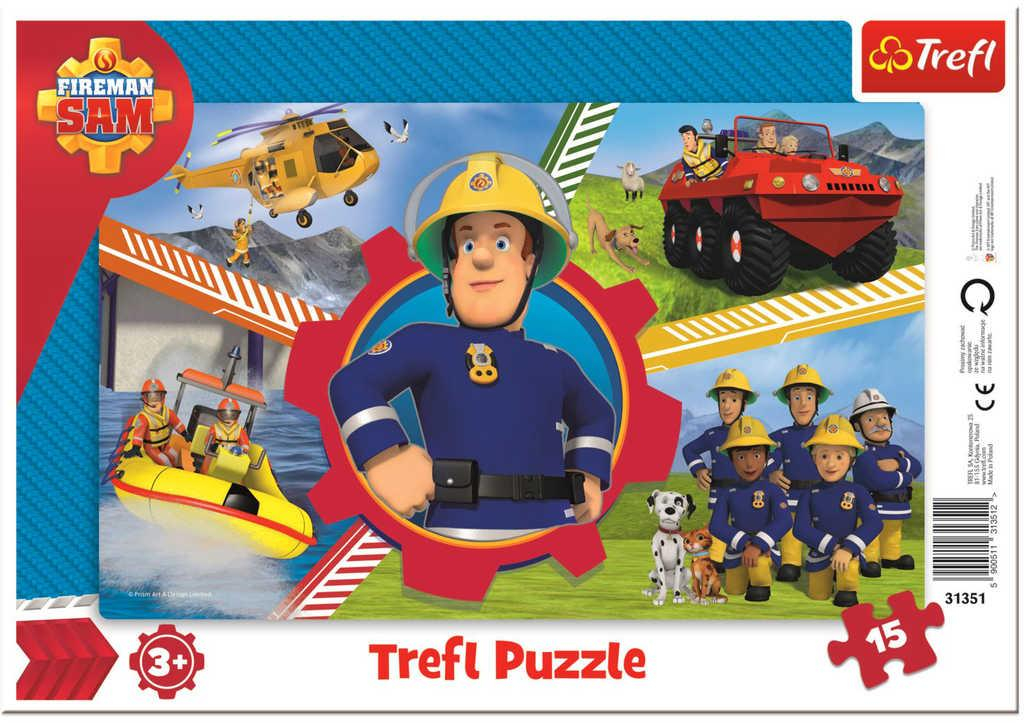 TREFL PUZZLE Deskové Požárník Sam skládačka 26x16cm 15 dílků