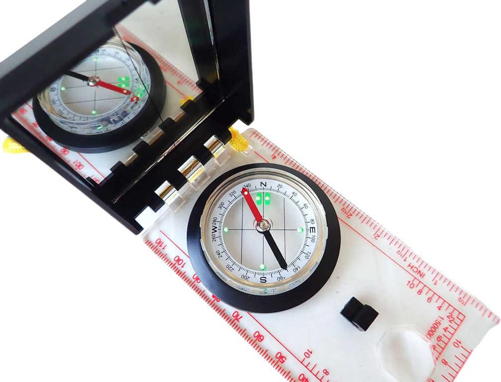 ACRA Buzola kompas s otevíracím krytem a zrcátkem 12x6cm