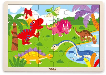 Dřevěné puzzle 16 dílků - dinosauři