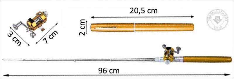 Mini rybářský prut s navijákem - pero - Stříbrná
