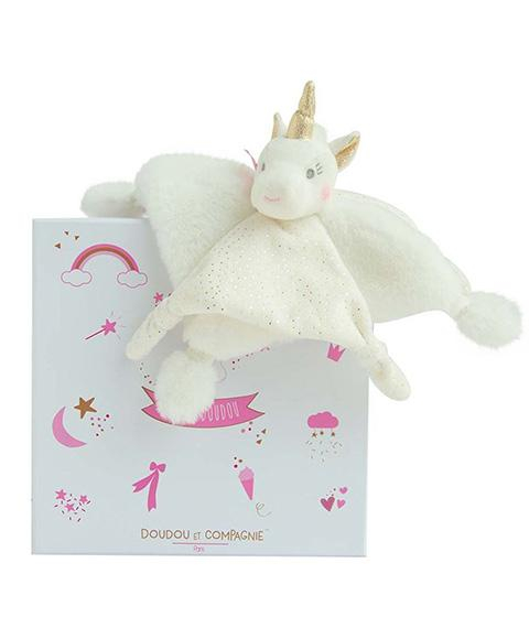 Doudou Dárková sada - plyšový usínáček jednorožec 22 cm