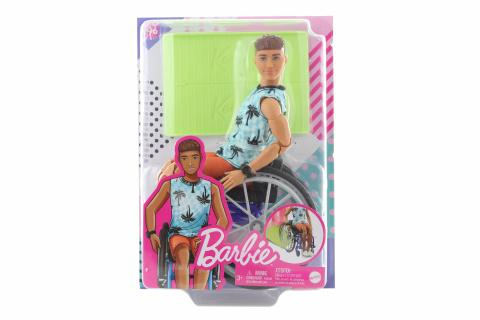 Barbie Model ken na invalidním vozíku v modrém kostkovaném tílku