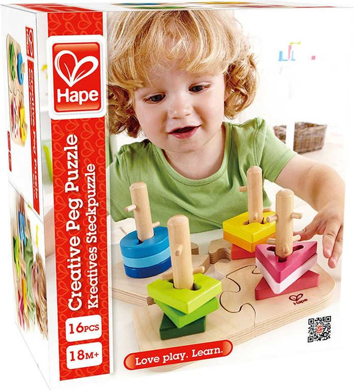 HAPE DŘEVO Baby puzzle kreativní navlékací na tyčce *DŘEVĚNÉ HRAČKY*