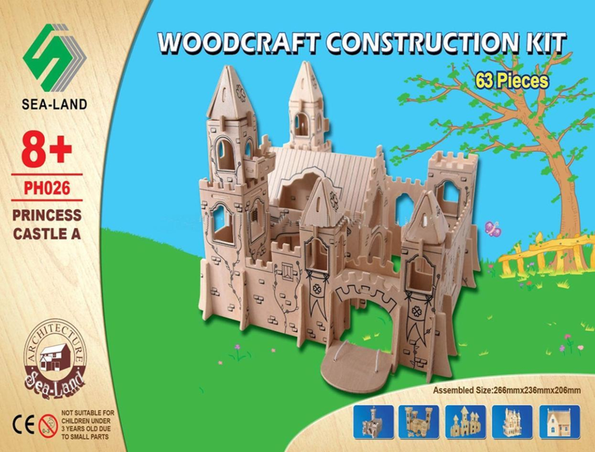 Woodcraft Dřevěné 3D puzzle zámek princezna