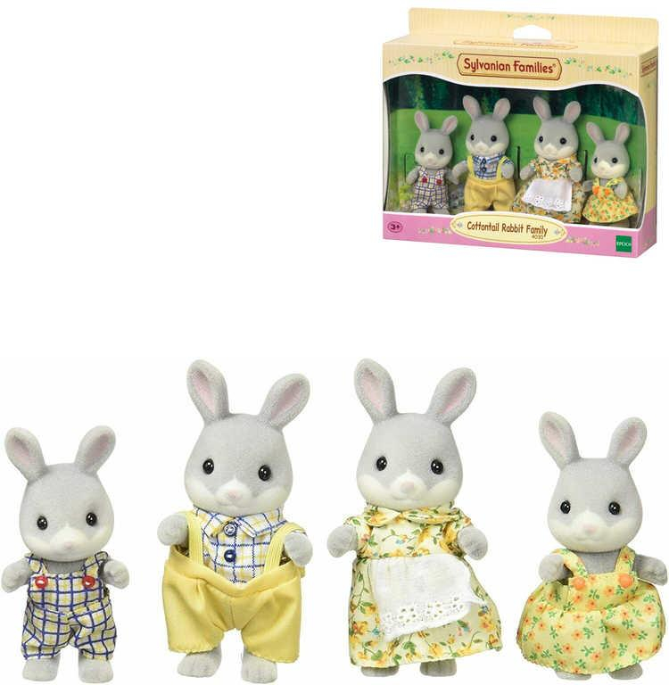 Sylvanian Families rodina šedých králíků set 4 figurky v krabici