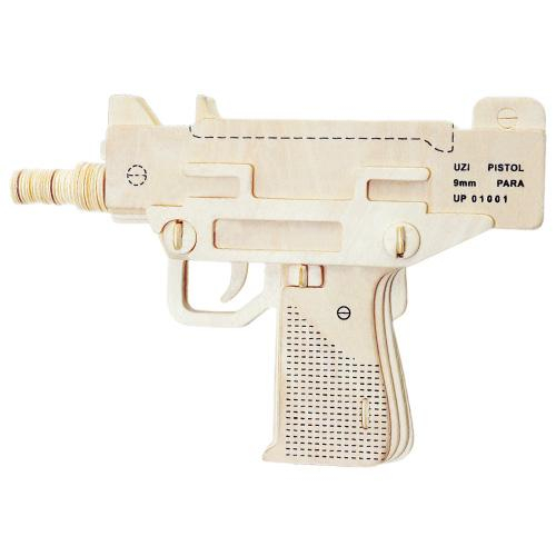 Woodcraft Dřevěné 3D puzzle pistole UZI