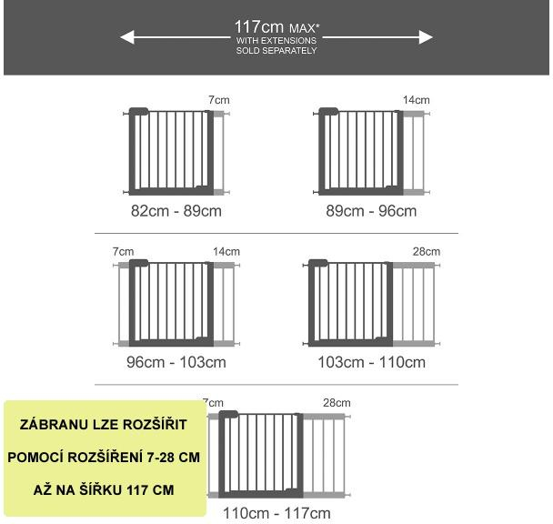 Lindam - Rozšíření dětské zábrany SS Deco14 cm-stříbrná