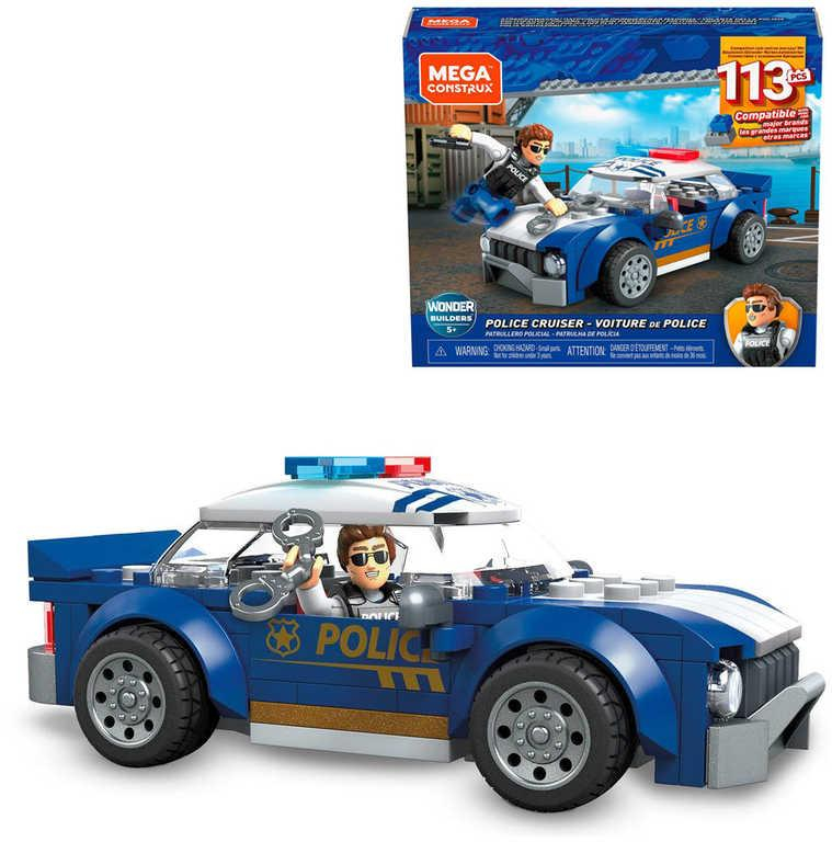 MEGA CONSTRUX Policejní vozidlo set 113 dílků s figurkou STAVEBNICE