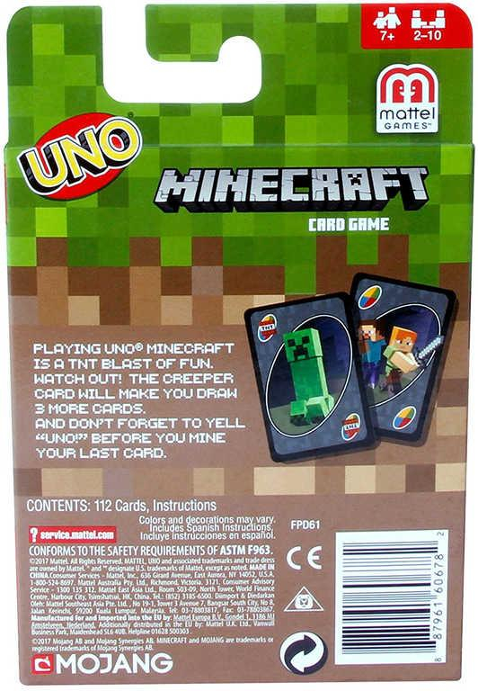 MATTEL HRA Uno karty Minecraft *SPOLEČENSKÉ HRY*