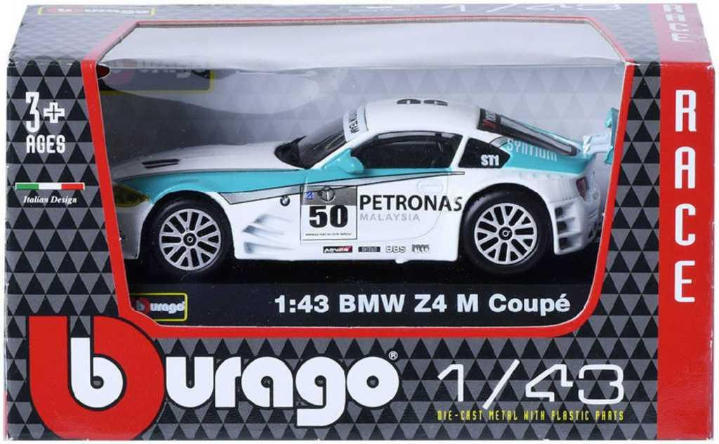 BBURAGO Auto sportovní model 1:43 závodní 8-11cm 6 druhů kov