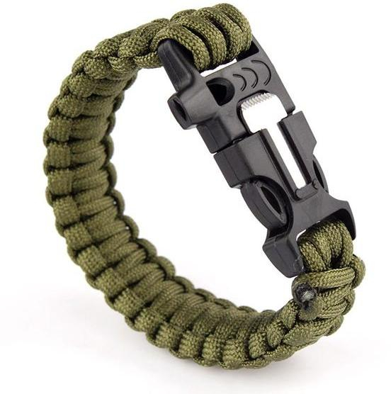 Paracord náramek 3 v 1 - zelený