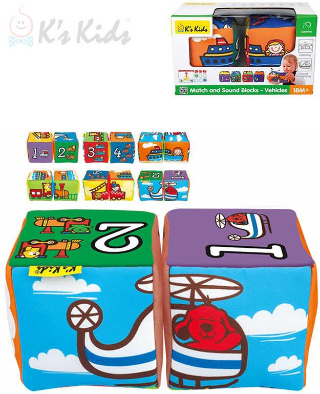 K´S KIDS Baby soft kostky textilní 2ks autíčka počítání na baterie Zvuk