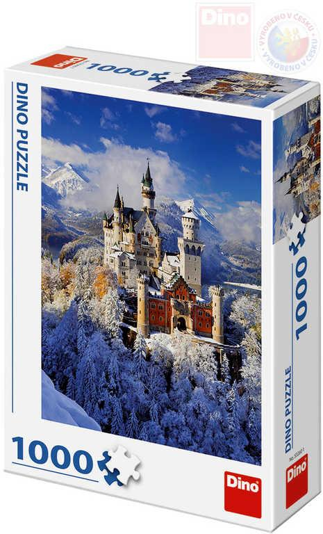 DINO Puzzle 1000 dílků Zimní Neuschwanstein 47x66cm skládačka v krabici