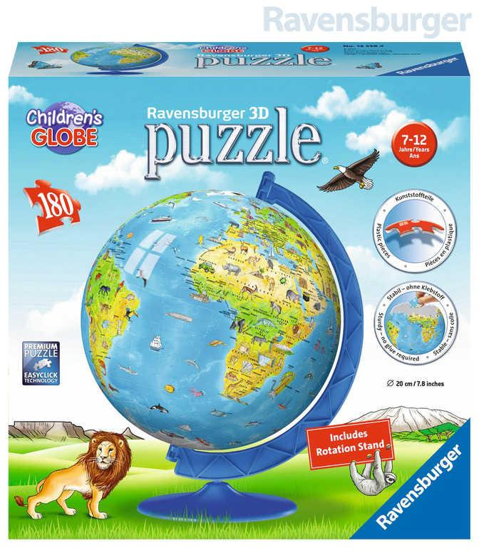 RAVENSBURGER Puzzle 3D Dětský globus 180 dílků 20cm AJ plast