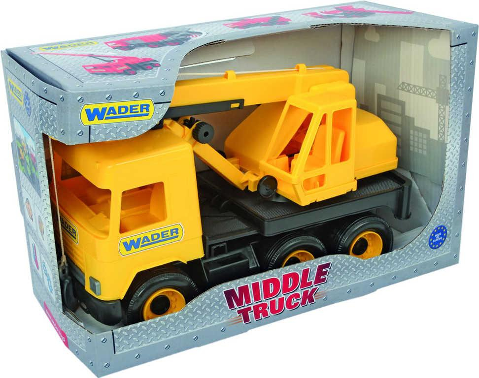 WADER Middle Truck auto jeřáb 38cm žluté plastové 32122