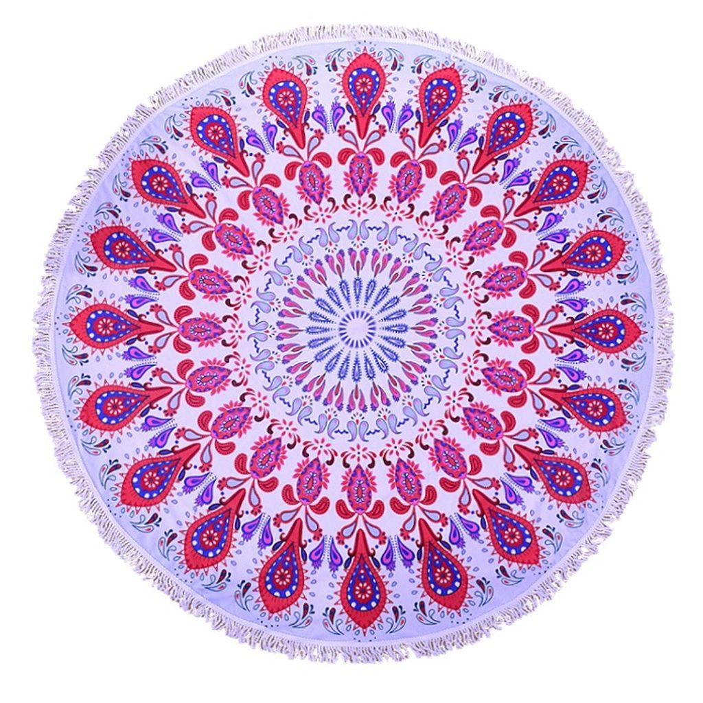 Kulatá osuška - deka mandala RED ORNAMENT.