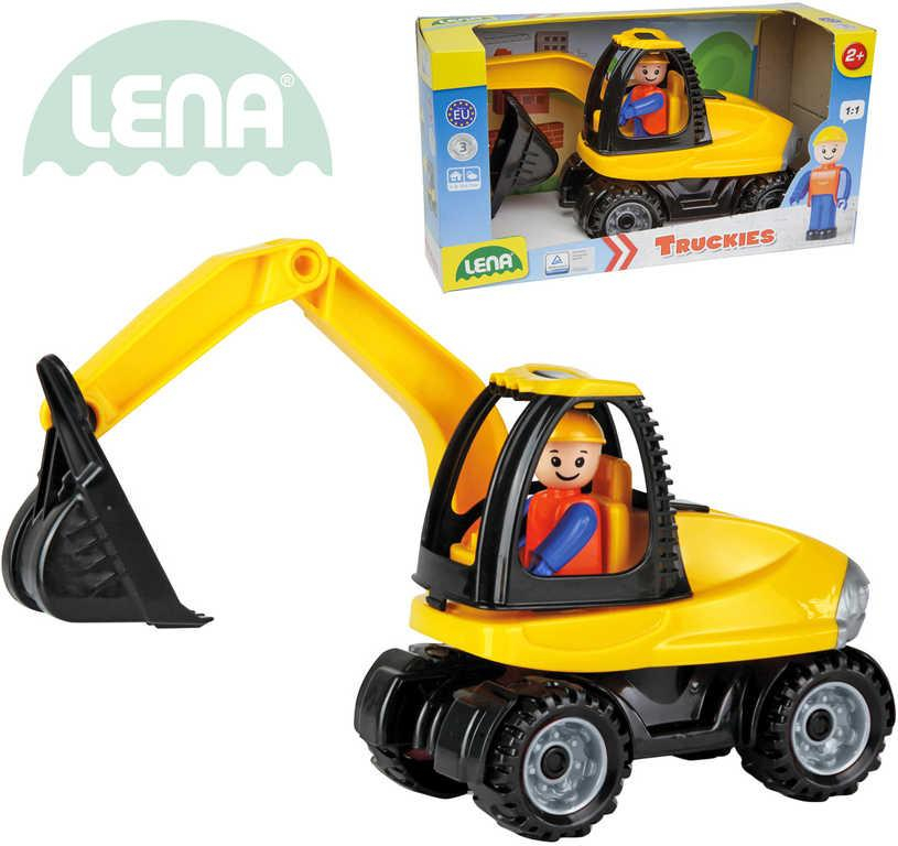 LENA Truckies bagr 25cm set baby autíčko + panáček 01621 plast