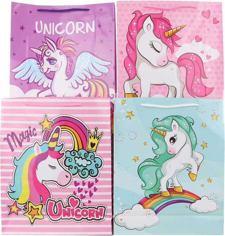 Taška dárková s obrázkem jednorožec 26x32cm unicorn různé druhy