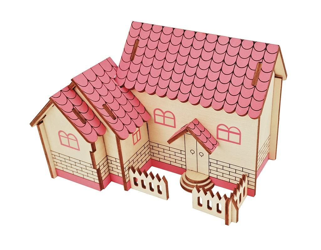 Woodcraft Dřevěné 3D puzzle Fialový dům